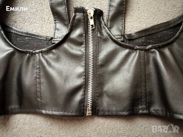 Кожен харнес корсет колан с цип, катарами и презрамки р-р S, снимка 8 - Корсети, бюстиета, топове - 43401018