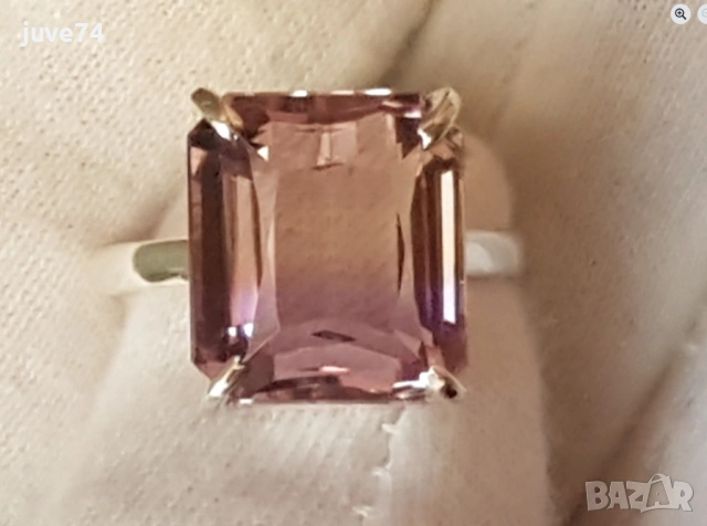 СРЕБЪРЕН ПРЪСТЕН С АМЕТРИН (БРАЗИЛИЯ), снимка 3 - Пръстени - 53114136