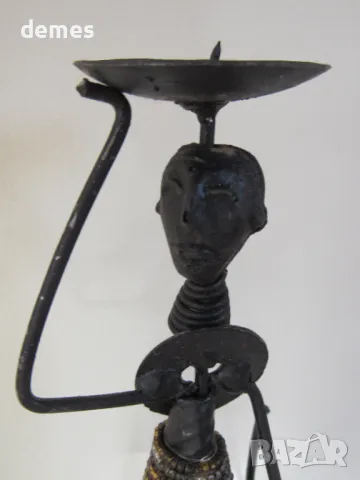 Елегантен метален свещник с пясъчна мъниста, Етиопия, снимка 5 - Декорация за дома - 49691621