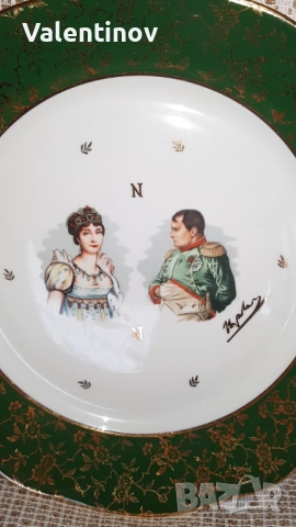 Старинна порцеланова чиния- Наполеон и Жозефин , снимка 2 - Антикварни и старинни предмети - 52636477