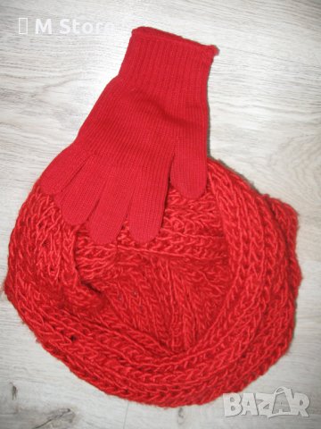 Плетен шал и ръкавици лот, снимка 2 - Шалове - 35579986