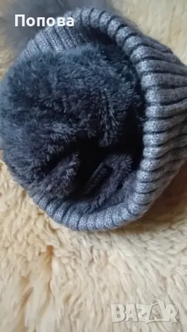 Супер топла шапка с естествена лисица , снимка 3 - Шапки - 48244715