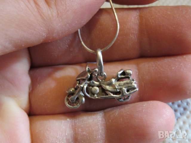 Рокерски медальон Сребърен мотор  със синджирче - моторджийски, мото аксесоари среброр, снимка 3 - Колиета, медальони, синджири - 35058696