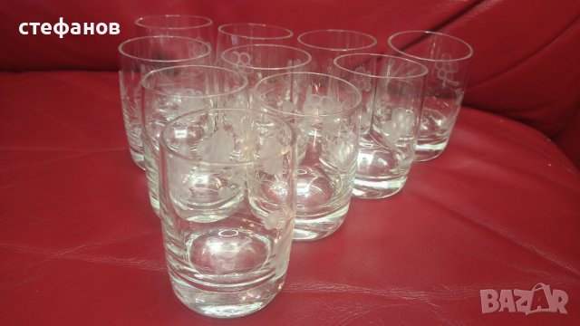 Ретро ракиени чаши, ръчна гравюра – 10 бр, снимка 1 - Чаши - 43636224