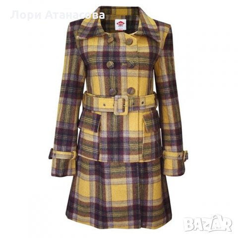 Изящна и модна визия с вълнено дамско елегантно палто  Lee Cooper Check Wool Coat Ladies, снимка 5 - Палта, манта - 27792282