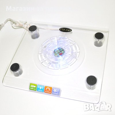 Охладител за лаптоп с голям централен вентилатор, снимка 6 - Лаптоп аксесоари - 28460504