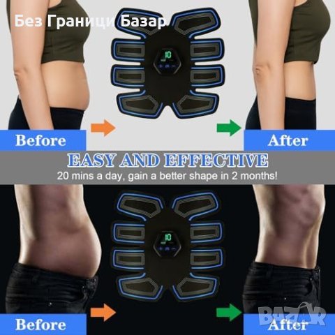 Нов Мултифункционален EMS Стимулатор за корем Ръце Талия USB Зареждане, снимка 6 - Фитнес уреди - 43572926