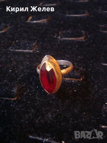СТАР МЕДЕН ПОЗЛАТЕН ПРЪСТЕН с ЮВЕЛИРНО ФАСЕТИРАН ГРАНАТ АРТ ДЕКО УНИКАТ МАЙСТОРСКИ 21657, снимка 14 - Антикварни и старинни предмети - 32552903