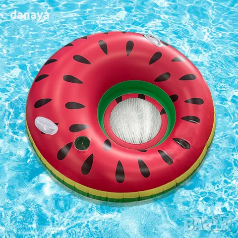 5763 Надуваемо кресло за плуване с поставка за чаша и дръжки, 120 см, снимка 3 - Водни спортове - 49218845
