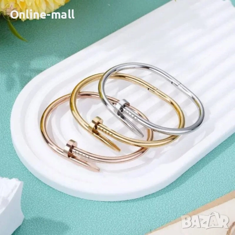 Луксозна дамска гривна Пирон Cartier златна, сребърна или розово злато, снимка 7 - Гривни - 52424199