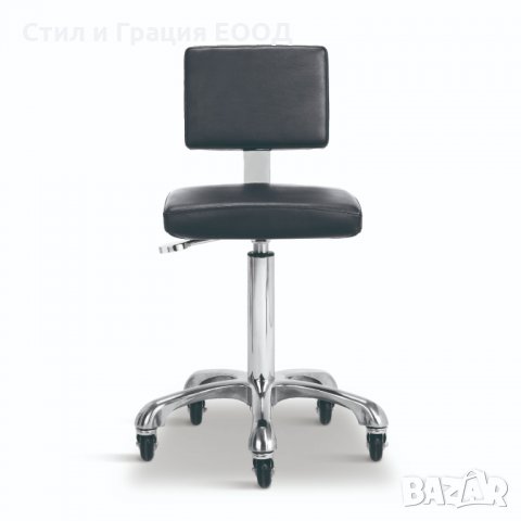 Козметичен/фризьорски стол - табуретка с облегалка Gordon B - черна/бяла 49/69 см, снимка 1