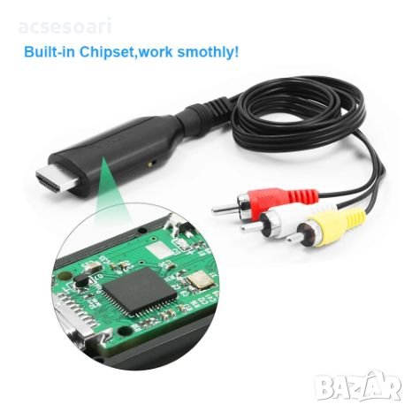 Конвертор преобразувател на сигнал HDMI към AV / RCA CVBS, снимка 2 - Кабели и адаптери - 40356029