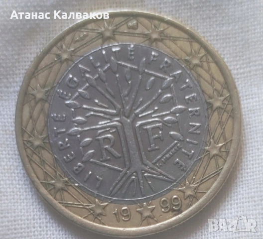 Продавам 1 euro france 1999 рядка монета , снимка 3 - Нумизматика и бонистика - 53523210