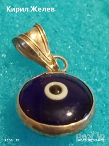 Сребърна висулка синьо око против уроки елегантен дизайн 47400, снимка 3 - Пръстени - 52640471