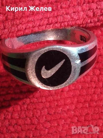 NIKE Марков ЕМАЙЛИРАН СРЕБЪРЕН АРТ ПРЪСТЕН СРЕБРО 925 АК - НАЙК ОРИГИНАЛЕН с МАРКИРОВКИ 34613, снимка 2 - Пръстени - 39470999