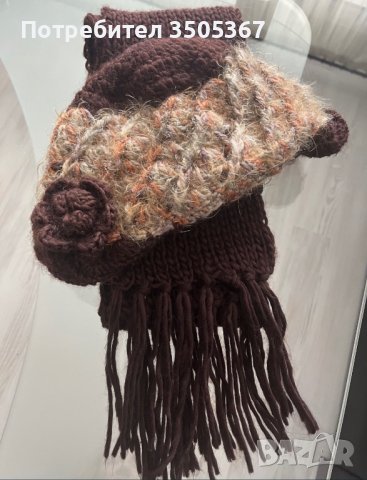 Ръчно плетени шал, шапка и лента за глава + ПОДАРЪК 8 шалчета , снимка 4 - Шапки - 43389947