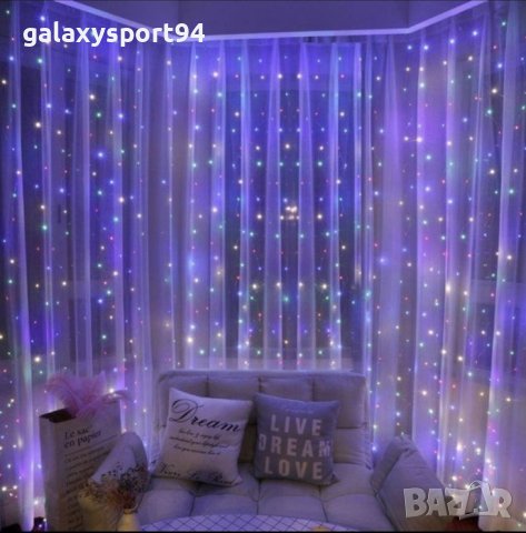 ЛЕД Завеса 3 х 3м Водопад Син цвят Коледни лампички, снимка 5 - Лампи за таван - 43189741