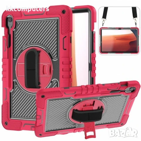 Samsung Galaxy Tab S10 FE+ Защитен Калъф със Стойка, Рамо-Колан и Скрийн Протектор – Черен, Червен, , снимка 2 - Калъфи, кейсове - 50845584