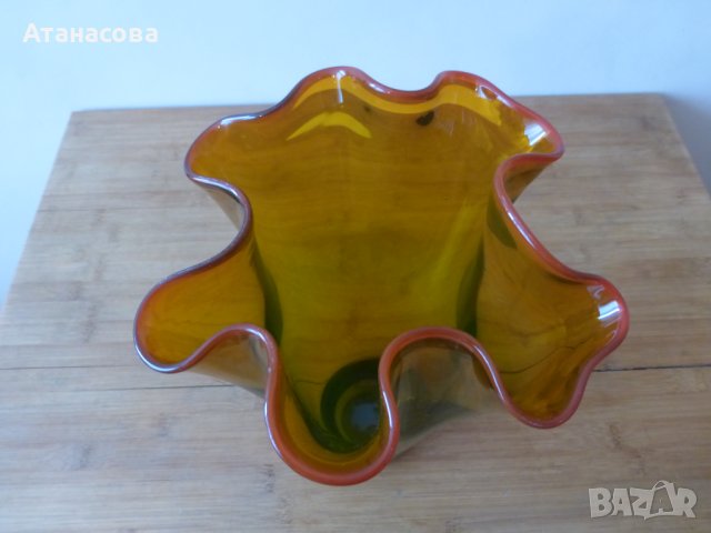 Стъклена ваза Мурано VENINI Amber, снимка 3 - Вази - 43822424