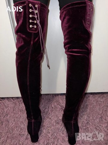 Чизми високи ботуши над коляно Mercary /велвет кралско лилаво 38 /39/нови, снимка 8 - Дамски ботуши - 38977675