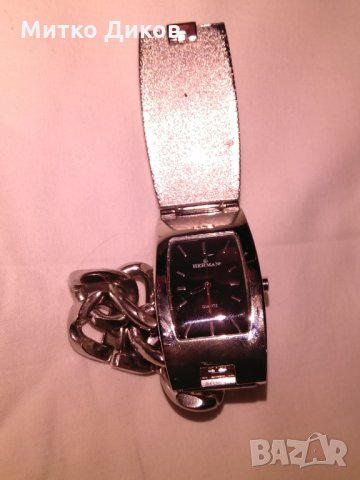 Херман немски часовник с капак  кварц верижка стоманен корпус прахоуст., снимка 12 - Дамски - 29005381