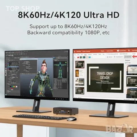 Нов 8K60Hz KVM Switch за 2 Монитора и 2 Компютъра HDMI 4 USB Устройства, снимка 6 - Друга електроника - 49498025
