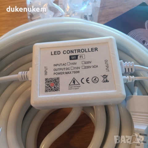 RGB LED неонова лента 10 м – Smart WiFi, IP65, 220 V, снимка 9 - Лед осветление - 53110378