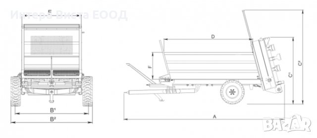 Тороразхвърлящо ремарке 8 т - 6,5 м3 едноосно, снимка 5 - Селскостопанска техника - 43099228