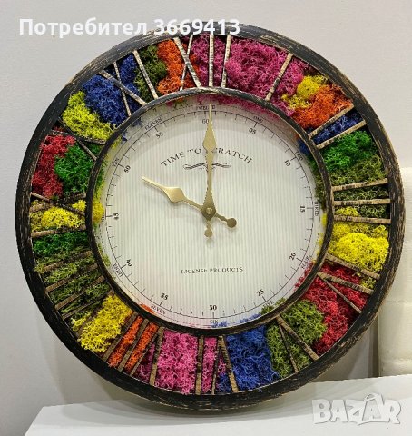 Часовник с естествен скандинавски мъх, снимка 1 - Стенни часовници - 40102804