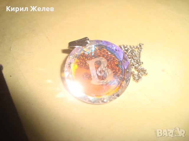 МОДНО АРТ КРИСТАЛНО КОЛИЕ МЕДАЛЬОН с ВЕРИЖКА и БУКВИЧКА 26684, снимка 8 - Колиета, медальони, синджири - 34806306