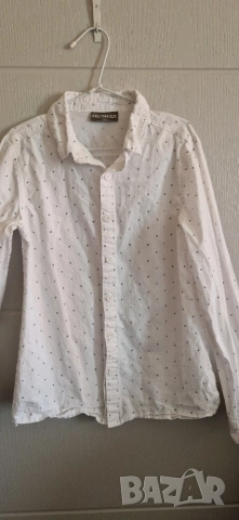 Детска риза с дълъг ръкав  размер: 128/134 материя: памук цвят: бяла подходяща за официална без забе