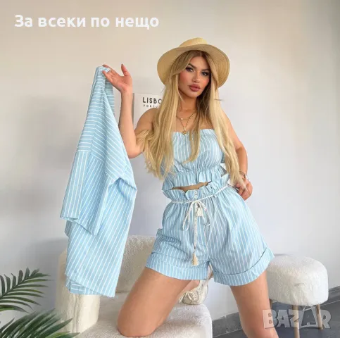 Дамски Летен Комплект С 3 Части👚🩳Дамски Къс Екип С Три Части - 2 Цвята Код A589, снимка 3 - Спортни екипи - 50370635