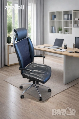 оригинален директорски стол въртящ се водеща швейцарска марка ZÜCO естествен кожа/хром ергономичен , снимка 2 - Столове - 53271044