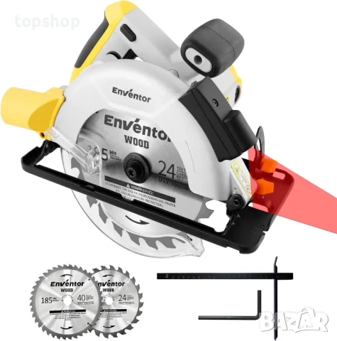 Нов Циркуляр Enventor, 1200 W 5800 RPM електрически циркуляри с мотор от чиста мед с лазерен водач..