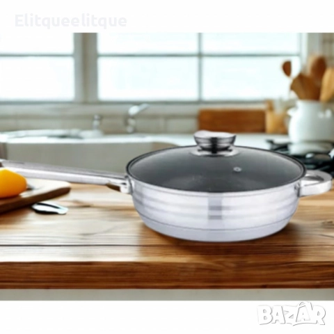 Тиган Bohmann, 24х7.5 см. 3.4л., неръждаема стомана, тефлон покритие, снимка 5 - Съдове за готвене - 52222228