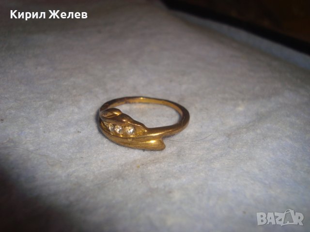 ДОСТА СТАР МЕДЕН РЕТРО АРТ ПРЪСТЕН с ПОЗЛАТА и ФАСЕТ ЦИРКОНИ МАЙСТОРСКА ИЗРАБОТКА 27592, снимка 5 - Антикварни и старинни предмети - 37512440