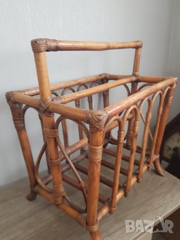 ВИНТИДЖ СТОЙКА КОШНИЦА ОТ БАМБУК ЗА ВЕСТНИЦИ, СПИСАНИЯ, снимка 4 - Антикварни и старинни предмети - 37664602