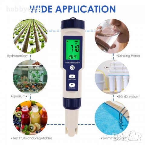5-в-1 тестер за pH,TDS,EC, соленост, температура, WQM-303, снимка 16 - Други - 36747279