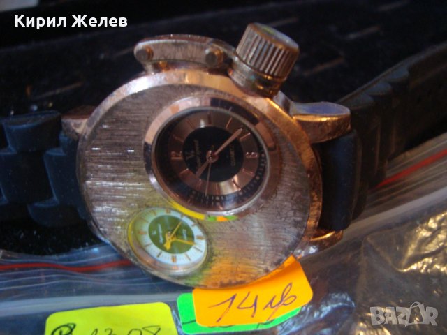 ВИНТИДЖ ЕФЕКТЕН КВАРЦОВ ВНУШИТЕЛЕН ПОЗЛАТЕН ЧАСОВНИК СИЛИКОНОВА КАИШКА МНОГО ФЕШЪН МОДЕЛ 81308, снимка 10 - Мъжки - 32912271