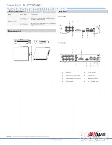4+1 Канала Универсално XVR Записващо Устройство Dahua XVR1B04 4в1 HD-CVI HD-TVI AHD 4xBNC+1IP Камери, снимка 4 - Комплекти за видеонаблюдение - 28957506