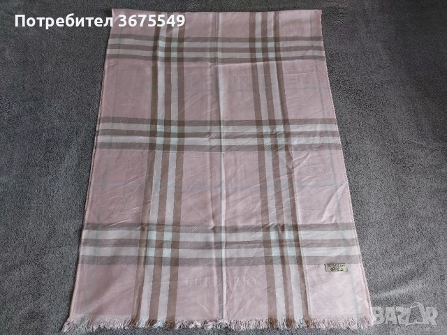 Шал Burberry Pink check - 185cm x 65cm, снимка 3 - Шалове - 52833942