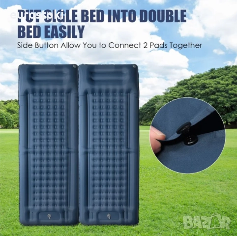 Къмпинг самонадуваем матрак за открито с вградена помпа за крака,  възглавница, чанта за съхранение, снимка 7 - Надуваеми легла - 52860575