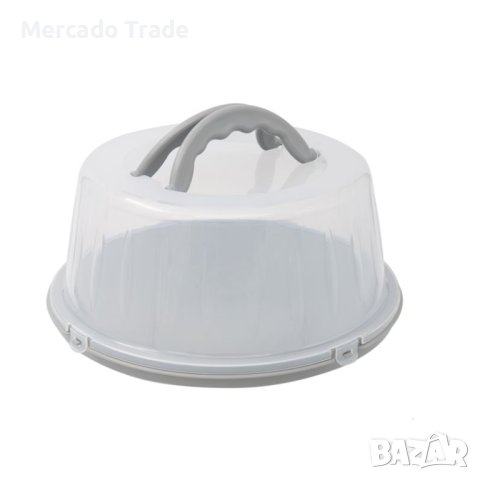 Кутия за торта Mercado Trade, Пластмаса, Кръгла, Сив