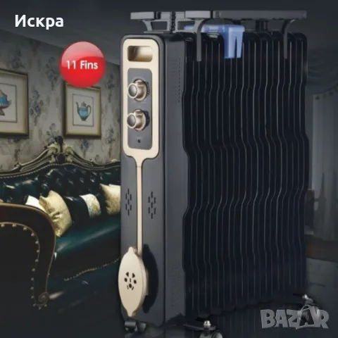 Радиатор,2500W,11 ребра,3 степени,Поставка за дрехи,Регулируем термостат, снимка 2 - Радиатори - 47606163