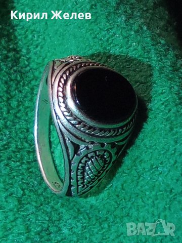 СКЪПОЦЕНЕН ОРНАМЕНТИРАН РЕТРО СРЕБЪРЕН ПРЪСТЕН СРЕБРО 925 АНГЛИЯ ЮВЕЛИРНО ШЛИФОВАН ЧЕРЕН ОНИКС 40625, снимка 6 - Пръстени - 42656041