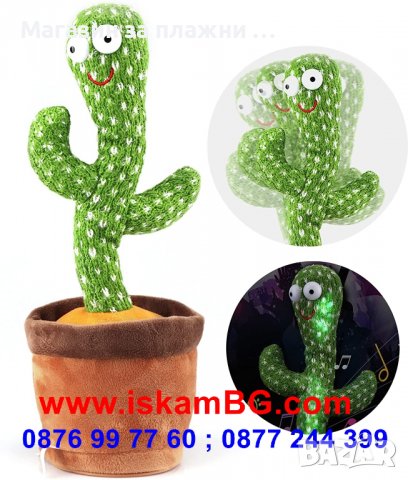 Музикална и танцуваща играчка плюшен кактус, който пее, танцува и повтаря КОД 3698, снимка 5 - Плюшени играчки - 36911228