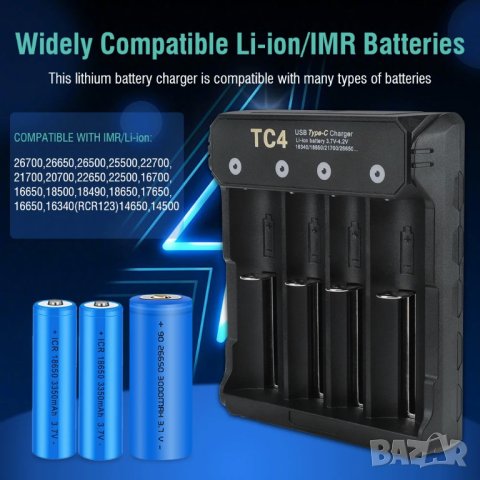 Зарядно за литиево-йонни батерии Boruit YHX-4013, снимка 4 - Друга електроника - 43942002
