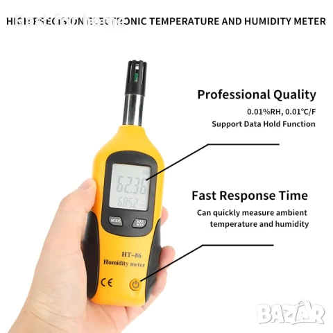 HT-86 2 в 1 преносим цифров хигрометър, термометър, монитор за влажност  от	Walfront, снимка 2 - Други инструменти - 50684345