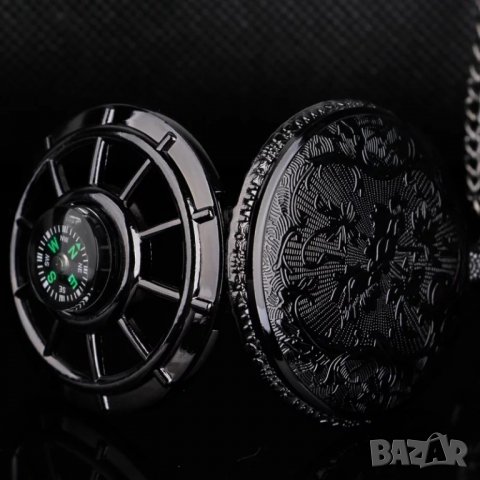 Нов Джобен часовник черен с компас бели цифри числа хубав   , снимка 5 - Джобни - 37288346