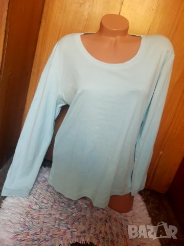 Светло тюркоазена изчистена блуза ХЛ, снимка 1 - Блузи с дълъг ръкав и пуловери - 35053105